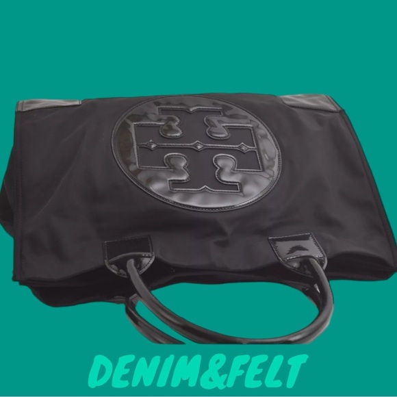 TORY BURCH Black Vintage Ella Nylon Enamel Shoulder Tote Bag/ Shoulder Bag 🖤🖤 - Picture 6 of 16